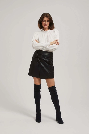 Trapezowa spódnica z imitacji skóry czarna