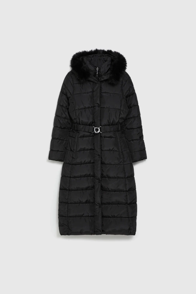 Długa kurtka z kapturem czarna