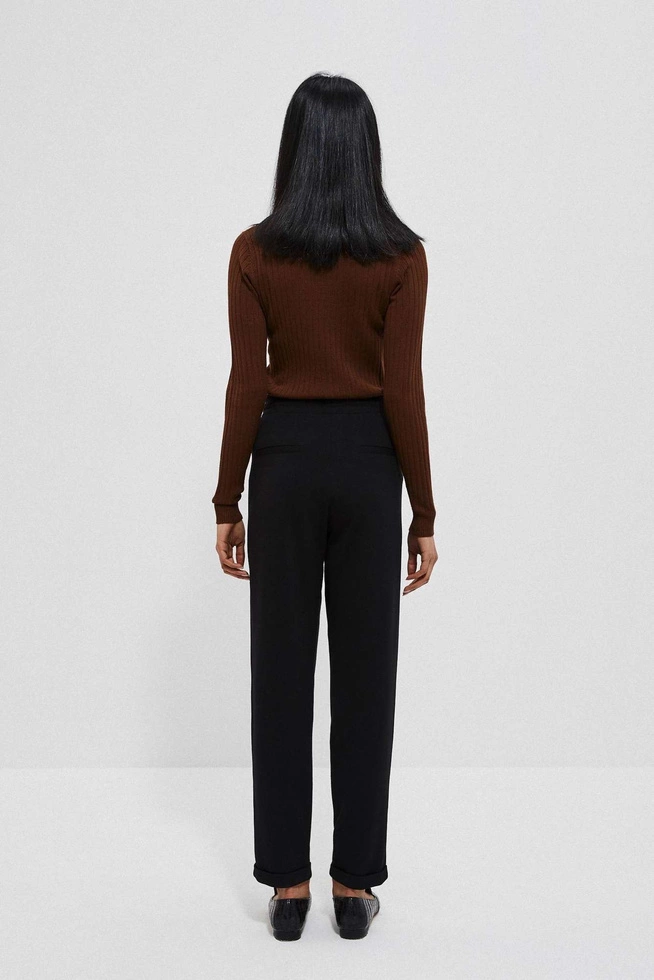 Spodnie z lampasami i wiązaniem w talii czarne