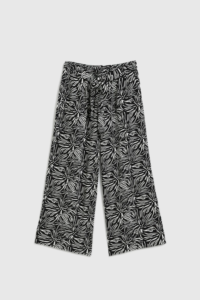 Spodnie kuloty z wzorem czarne