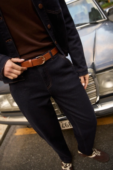 Jeansy z paskiem ciemnogranatowe 