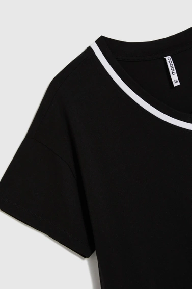 Bawełniana bluzka z dekoltem w serek czarna