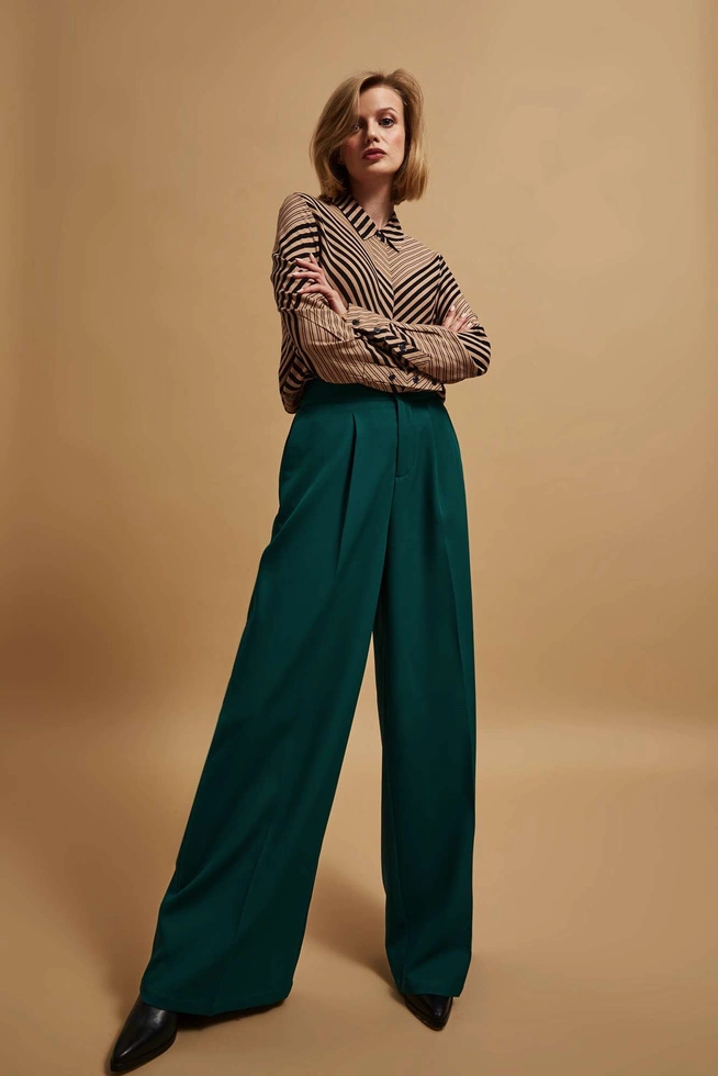 Koszula w paski ciemnobeżowa