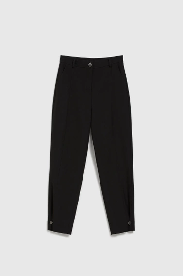 Gładkie spodnie z nogawkami w kant czarne