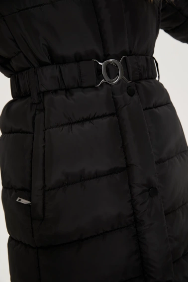 Długa kurtka z kapturem czarna