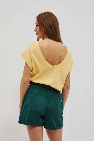 T-shirt z odkrytymi plecami waniliowy