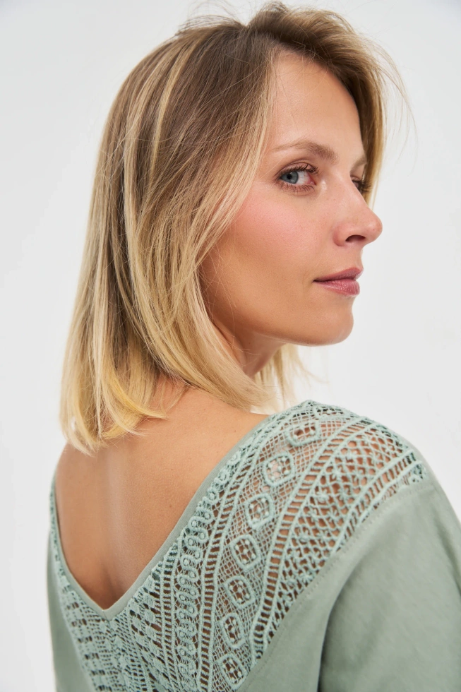 Bluzka z bawełny oliwkowa