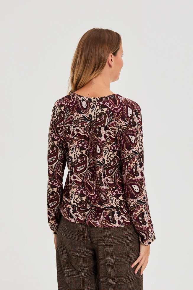 Wzorzysty sweter brązowy