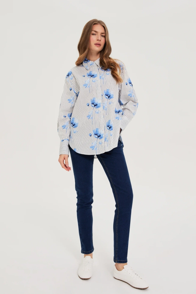 Koszula w kwiaty biała