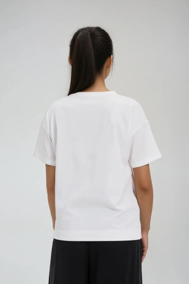 Bawełniana bluzka z nadrukiem biała