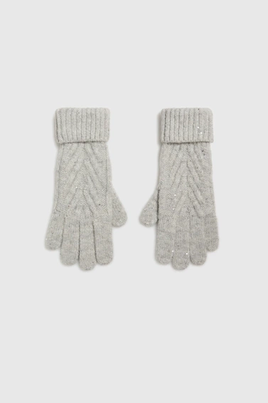 Ciepłe rękawiczki ozdobione cekinami szare