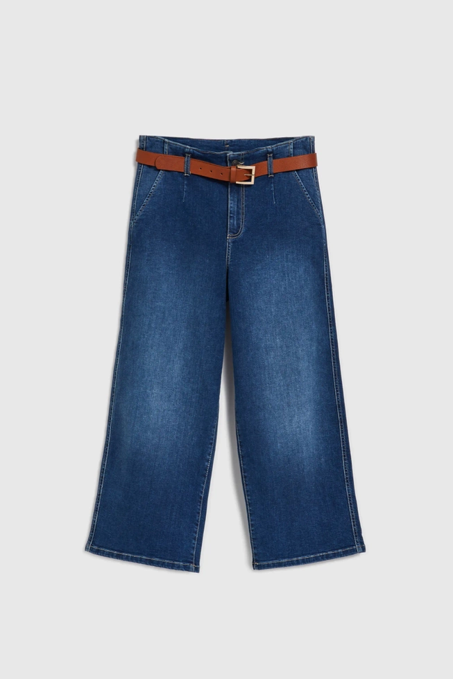 Jeansy z nogawkami o długości 3/4 niebieskie