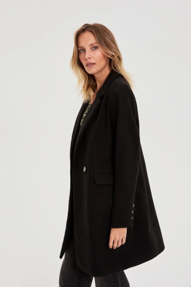 Dwurzędowy płaszcz czarny