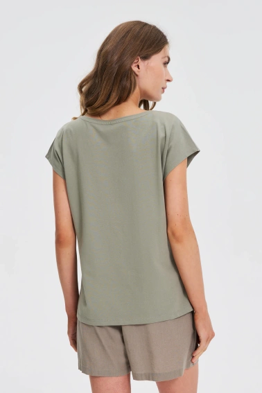 T-shirt z nadrukiem oliwkowy 