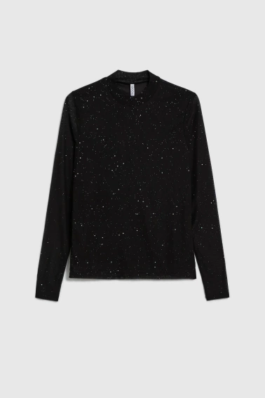 Bluzka z przezroczystymi rękawami czarna