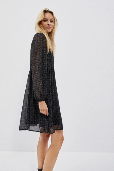 Rozkloszowana sukienka z printem czarna