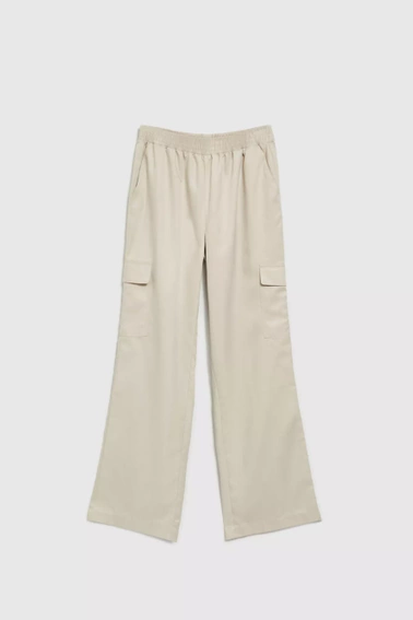 Spodnie cargo z prostymi nogawkami beżowe