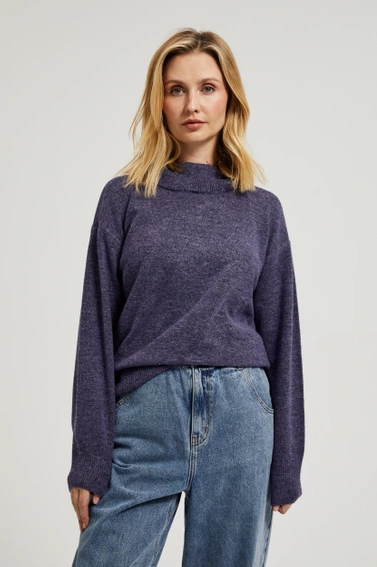 Sweter z golfem i długimi rękawami fioletowy 