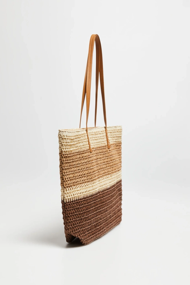 Duża plażowa torba beżowa