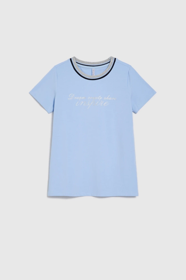 Bluzka z napisem błękitna