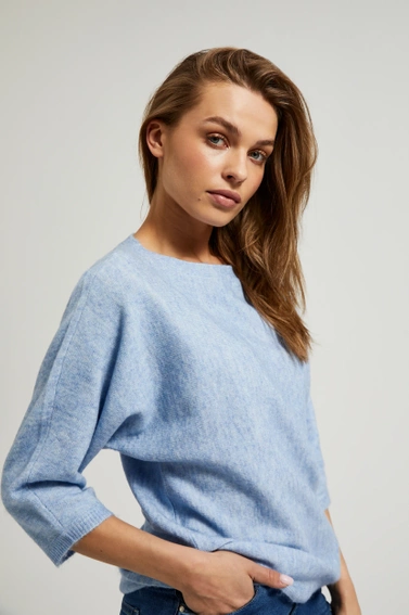 Sweter z rękawem 3/4 błękitny 