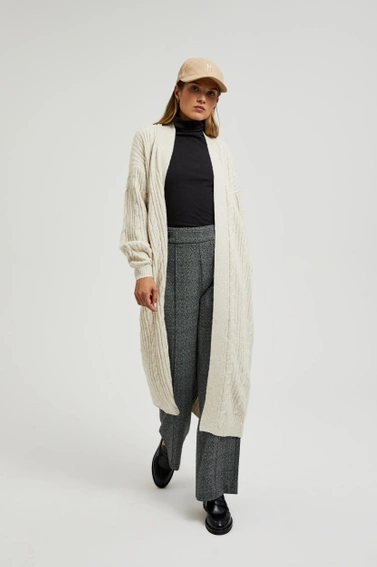 Długi kardigan beżowy