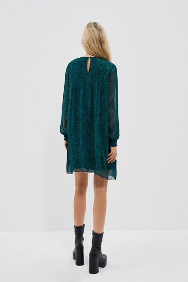Sukienka z bufiastymi rękawami mini szmaragdowa