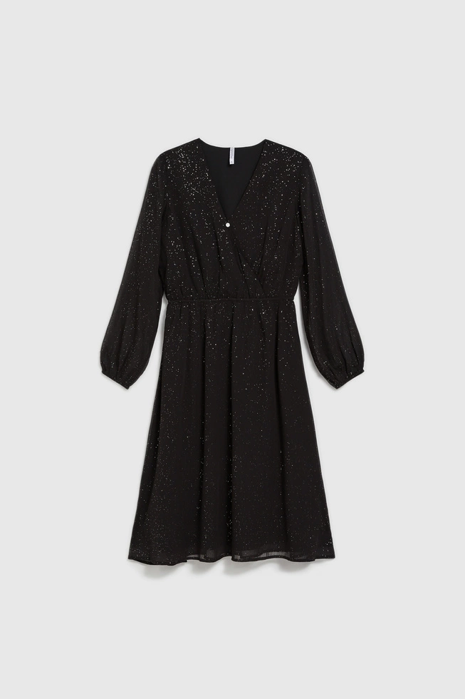 Sukienka z przezroczystymi rękawami czarna