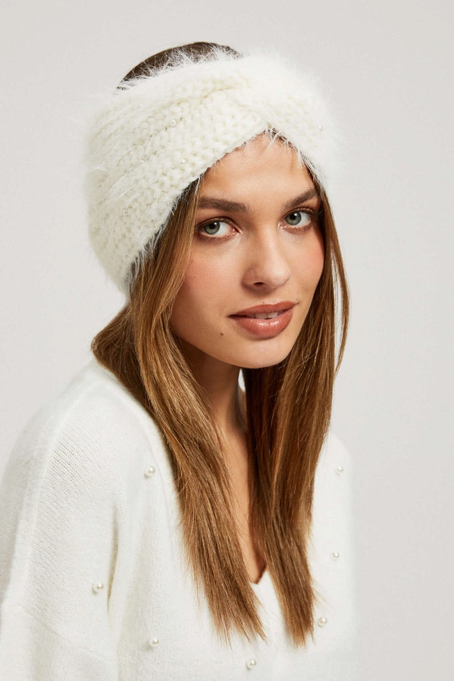 Ciepła opaska na głowę perłowa