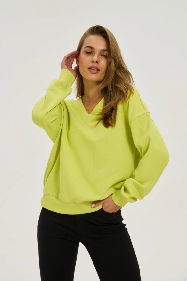 Bluza z dekoltem w serek limonkowa