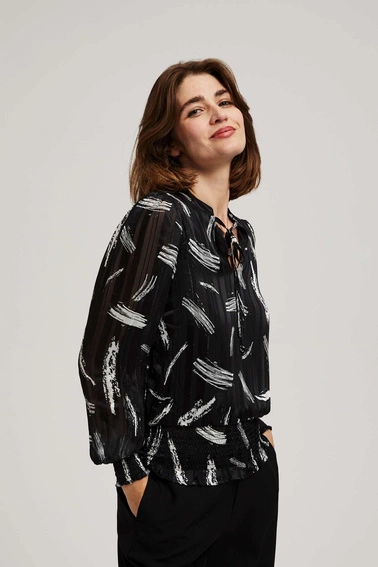 Koszula z wiązanym dekoltem czarna