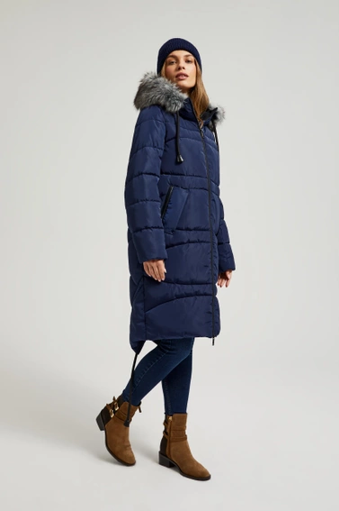 Zimowa pikowana kurtka granatowa