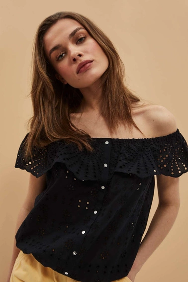 Ażurowa koszula czarna