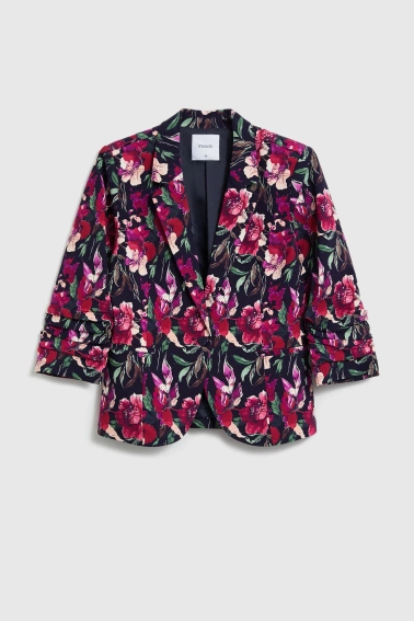 Marynarka w kwiaty granatowa 