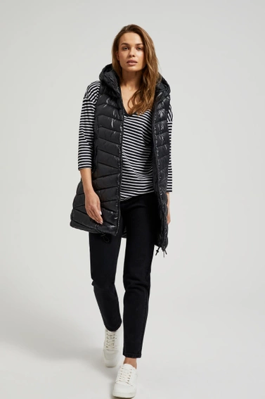 Pikowana kamizelka zapinana na zamek czarna