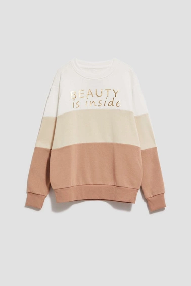 Bluza z nadrukiem ciemnobeżowa