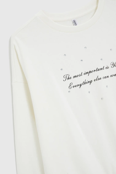 Bluza z napisem ecru