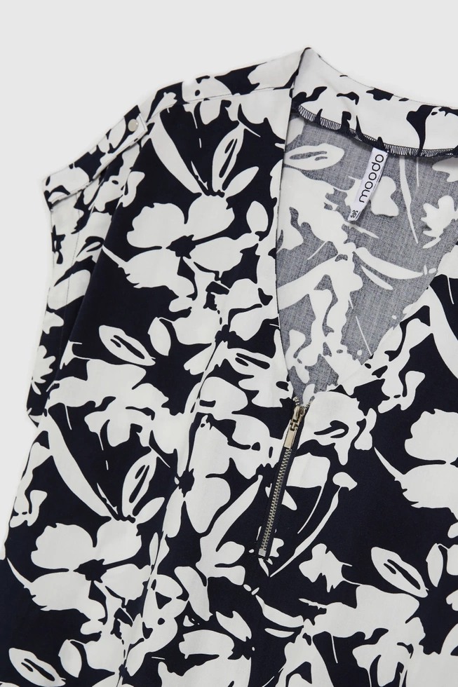 Wiskozowa koszula z zamkiem granatowa