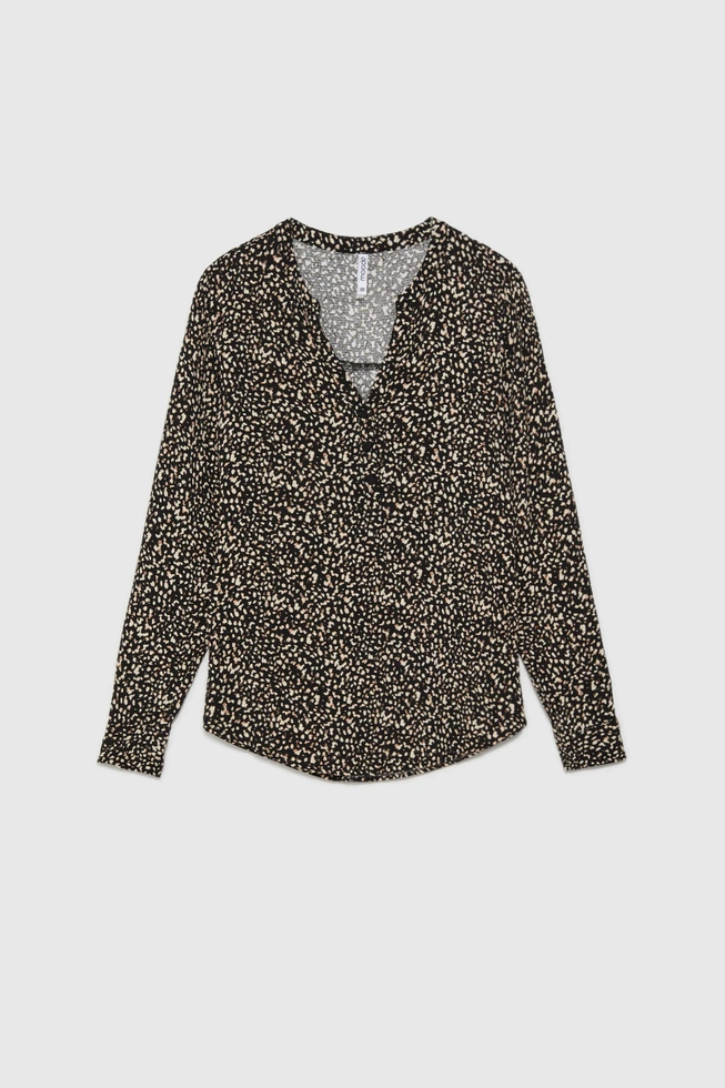Wzorzysta koszula z długimi rękawami czarna