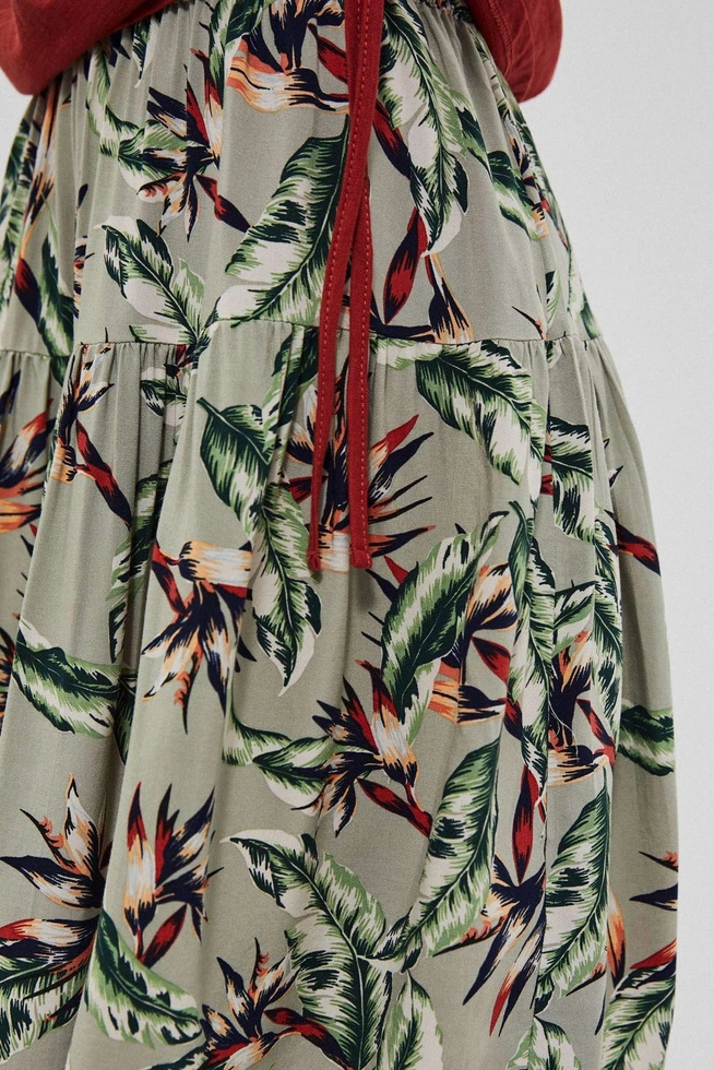 Spódnica z roślinnym printem biało czarna