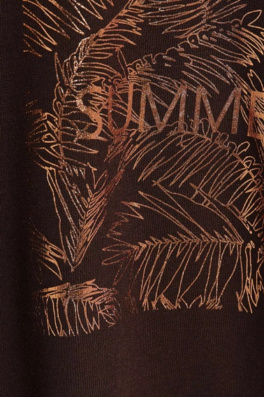 Bluza z nadrukiem ciemnbrązowa