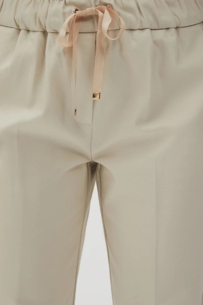 Spodnie z prostymi nogawkami w kant beżowe