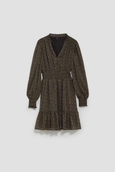 Sukienka z printem i falbaną 