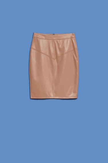 Spódnica z geometrycznym przeszyciem kawowa