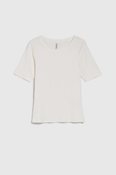 Dopasowana bluzka z prążkowanego materiału biała