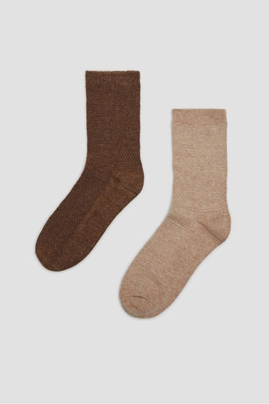 2 pack bawełnianych skarpet brązowy, beżowy
