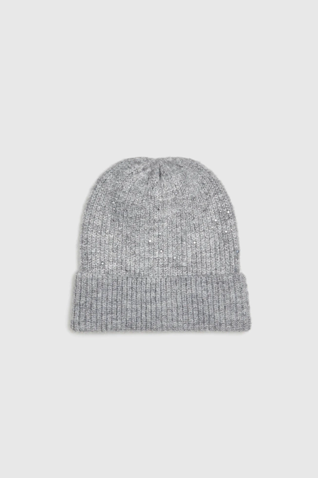 Wywijana czapka prążkowana szara