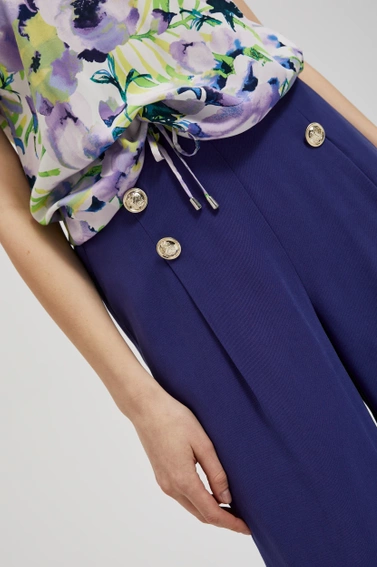 Wzorzysta koszula w kwiaty fioletowa 