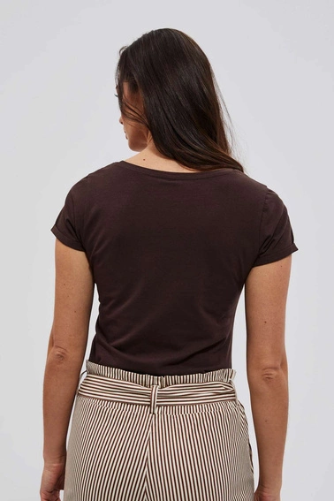 T-shirt z napisem ciemnbrązowy