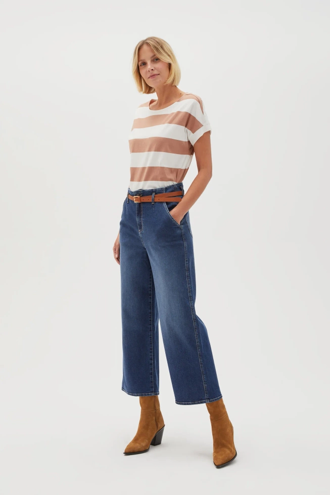 Jeansy z nogawkami o długości 3/4 niebieskie